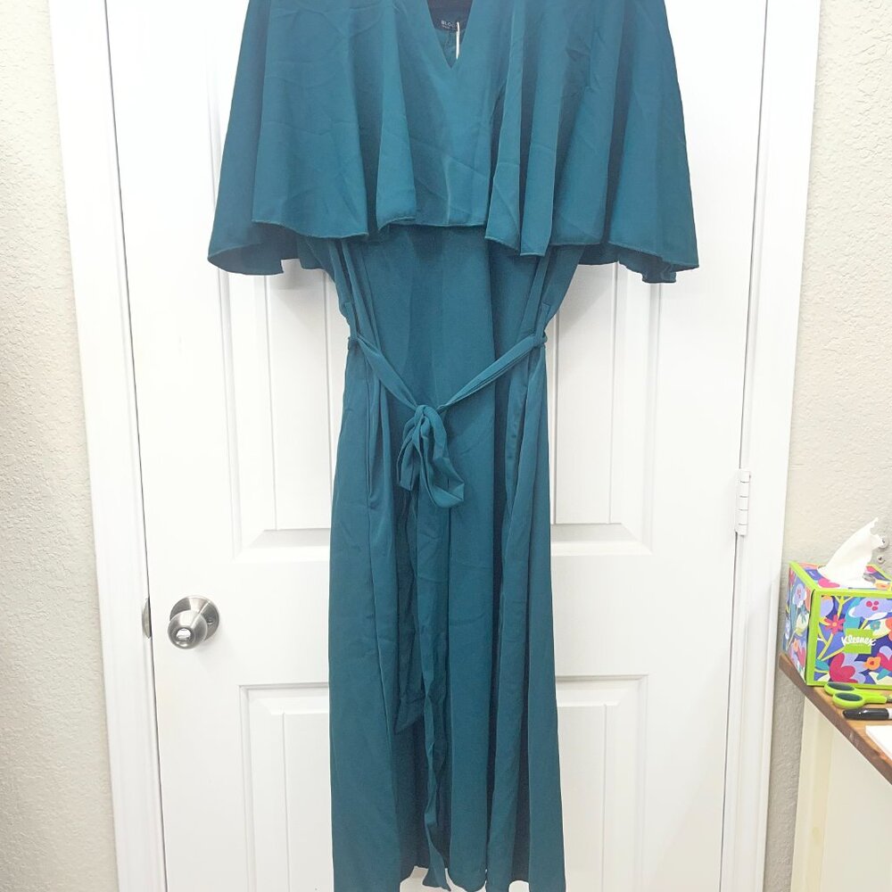 NWT 2X, 18-20 Bloomchic Plain Keyhole Pocket Belted Ruffles Dress - Picture 5 of 9